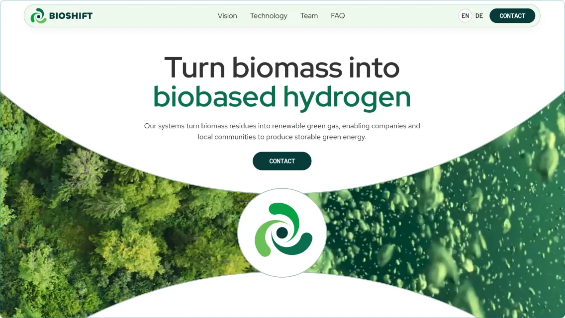 Screenshot of a website's hero section