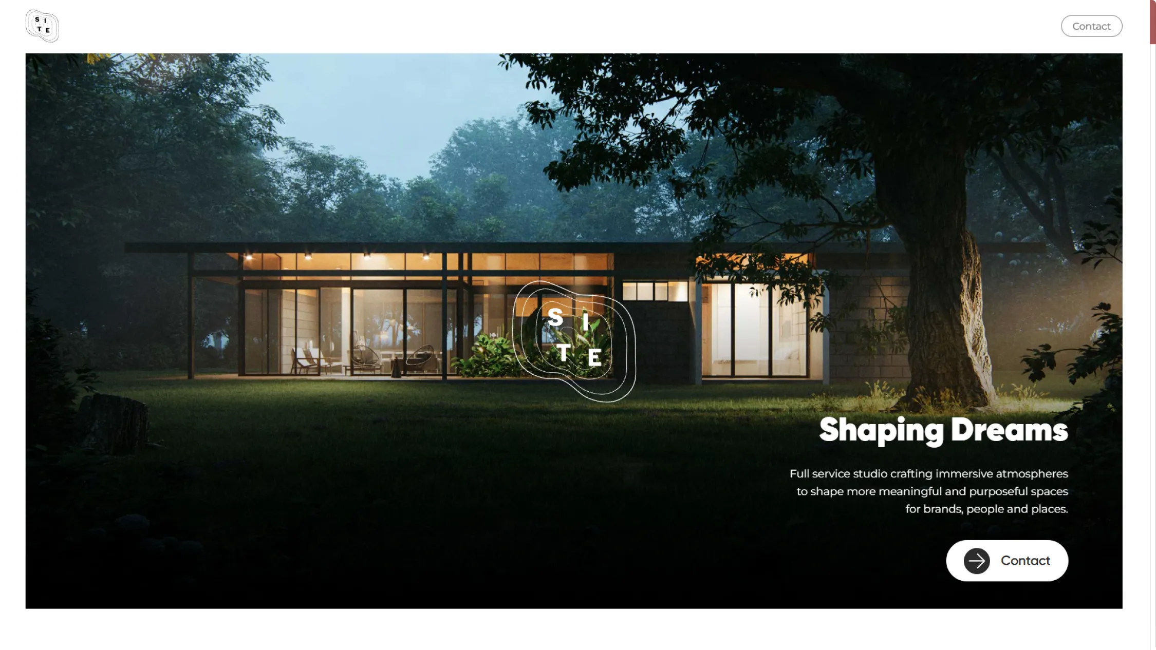 Screenshot of the website for an architecture studio
