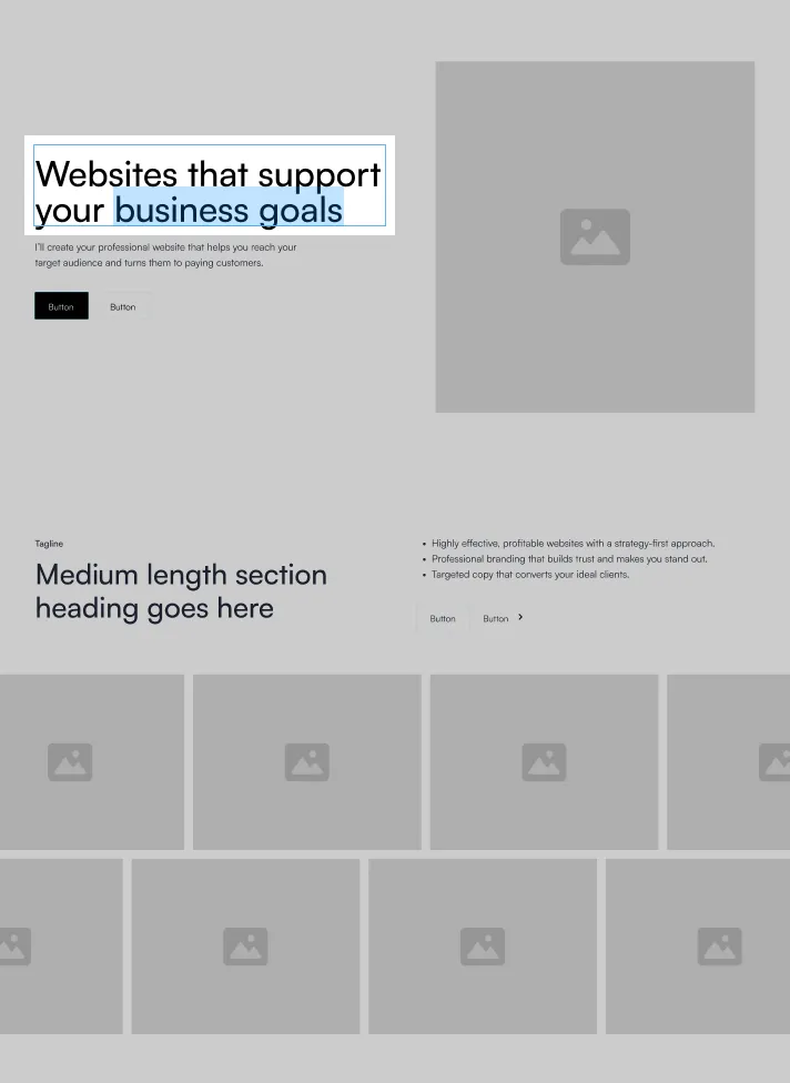 a sample of a wireframe with an overlay