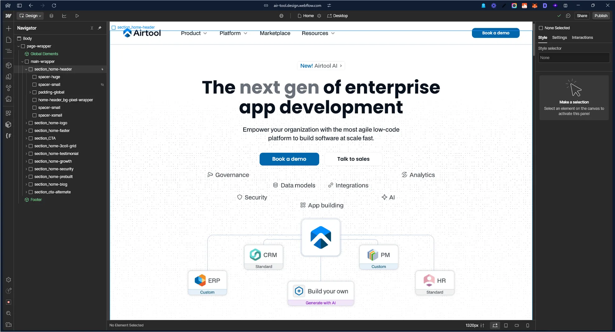 webflow interface